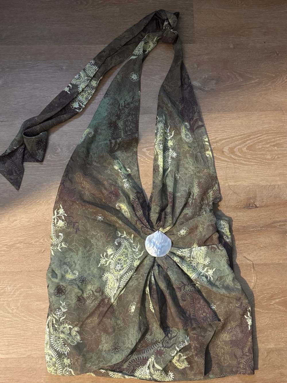 Peppermayo Brown and Green Floral Shell-Detail Dress - Picture 3 of 3